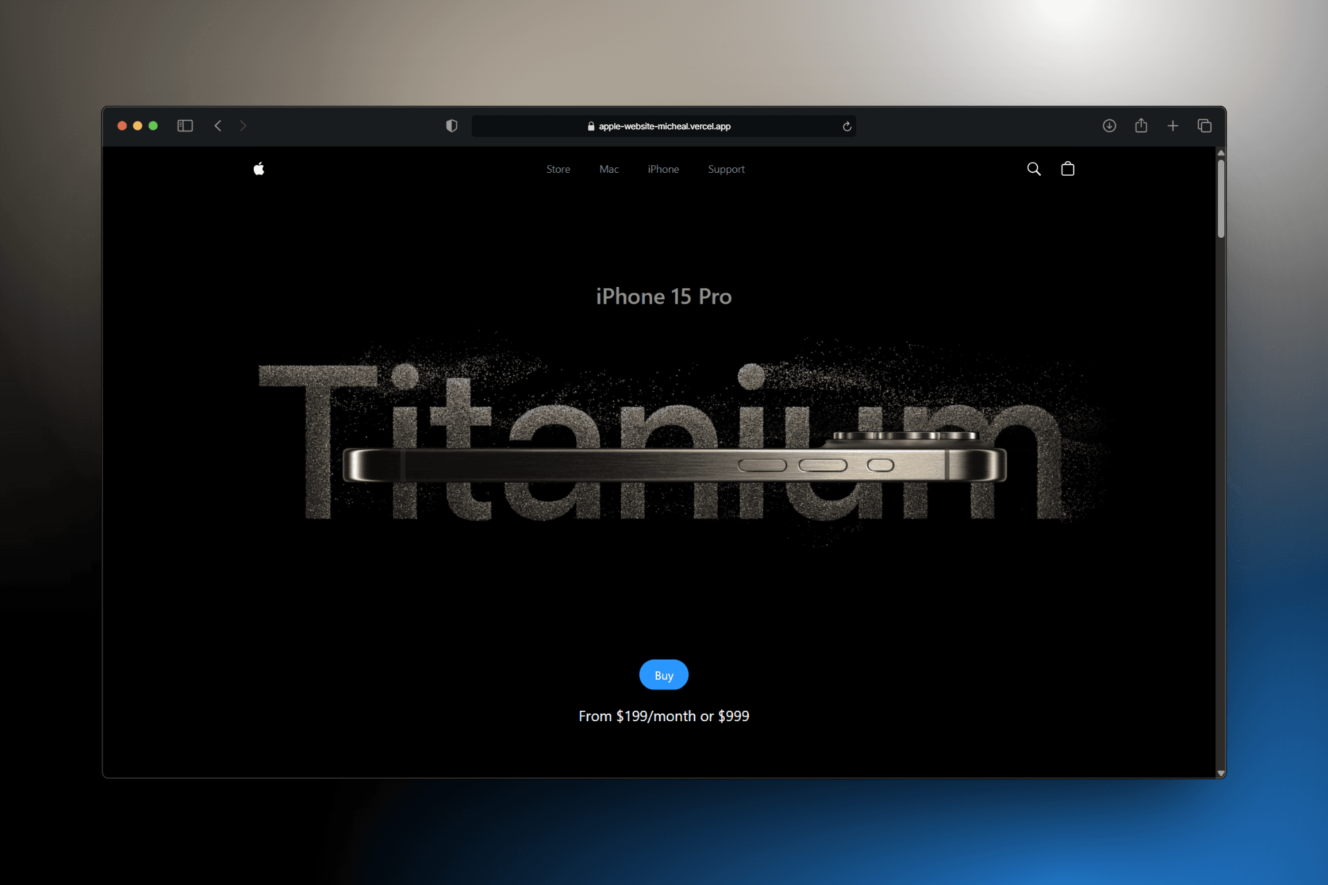 Apple iPhone 15 Pro Clone — screenshot of the Animation project built by Micheal Khan