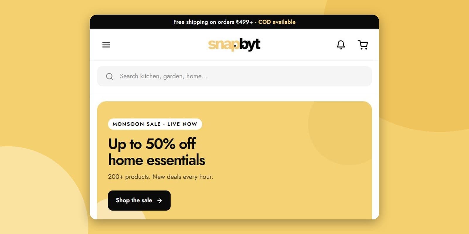 Snapbyt — screenshot of the Shopify project built by Micheal Khan